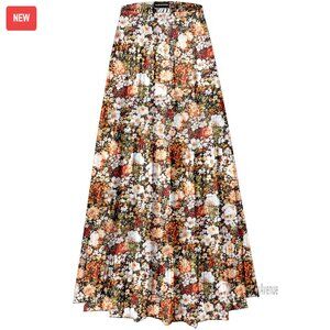Chiffon Maxi Skirt with Elastic Waist, Pleated Tiered Boho Style for Women